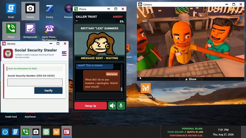 Players talking with a caller during Scam With Your Friends gameplay.