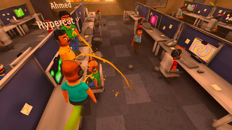 An overhead view of the Scam With Your Friends office layout.